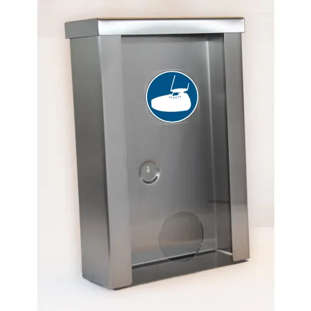Nástěnný dávkovač INOX 392 mm na jednorázové návleky na obuv s akrylovým panelem  INOX 392 mm – profesionální dávkovač n