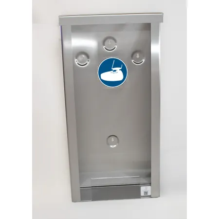 Ergonomický výdejní otvor zásobníku INOX 517 mm pro snadný odběr návleků INOX 517 mm – pohodlný výdej jednorázových návleků na obuv