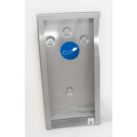 Dávkovač INOX 517 mm s akrylovým panelem pro uložení jednorázových rukávníků  Dávkovač 517 mm na jednorázové rukávníky –