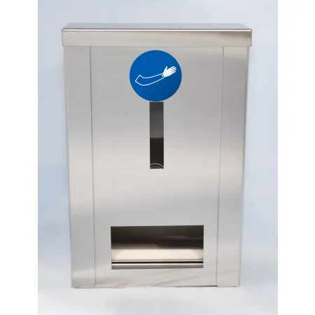 Nerezový box INOX 392 mm pro bezpečné uložení a výdej jednorázových rukávníků  Nástěnný box INOX 392 mm pro hygienický výdej jednorázových rukávníků