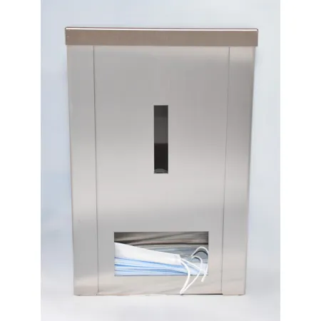 Profesionální dávkovač INOX 392 mm používaný ve zdravotnických a průmyslových hygienických zónách Dávkovač roušek INOX 392 mm pro zdravotnictví a BOZP prostředí