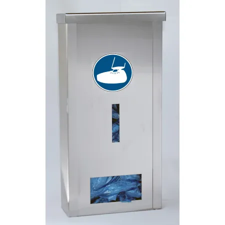 Dávkovač INOX 517 mm na návleky na obuv s obdélníkovým otvorem 002 INOX 517 mm – zásobník na návleky s otvorem 002
