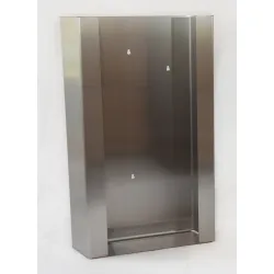 Nástěnný dávkovač INOX na čtyři balení rukavic – čelní pohled INOX dávkovač na jednorázové rukavice – 4 balení Nástěnný dávkovač INOX na čtyři balení rukavic – čelní pohled INOX dávkovač na jednorázové rukavice – 4 balení