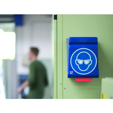Modrý SecuBox Maxi12 – největší model série SecuBox určený pro centrální ukládání brýlí.