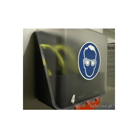 SecuBox Midi4 – transparentní box z ABS pro čtyři páry ochranných brýlí OOPP s pěnovou vložkou.