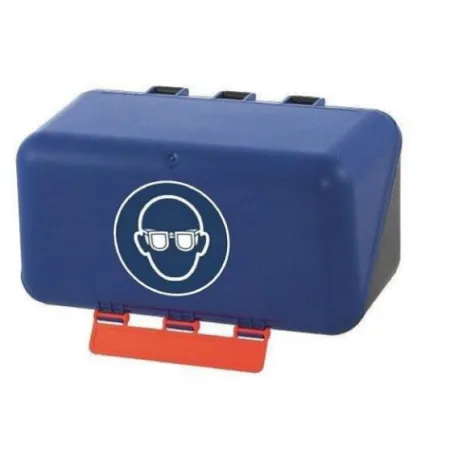 Profesionální modrý box SecuBox Mini NexArmor pro hygienické ukládání rukavic, masek a čepic.