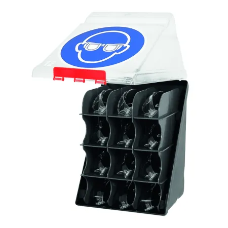 Transparentní SecuBox Maxi12 – největší model série SecuBox pro centrální ukládání ochranných brýlí.