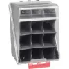 SecuBox Maxi12 – vnitřní prostor s uspořádáním pro 12 párů brýlí, odolná konstrukce z ABS.