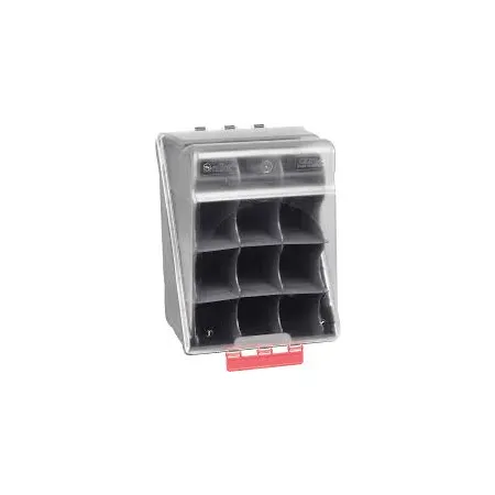 SecuBox Maxi12 – vnitřní prostor s uspořádáním pro 12 párů brýlí, odolná konstrukce z ABS.