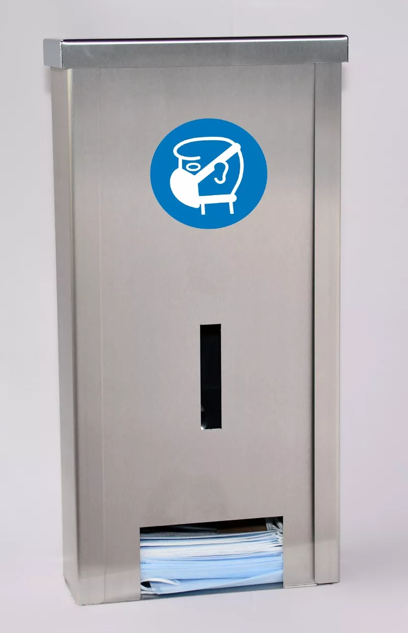 Nástěnný dávkovač INOX – roušky a respirátory, MaskSafe · FFP2 / FFP3 Nástěnný dávkovač INOX – roušky a respirátory, MaskSafe · FFP2 / FFP3