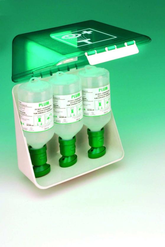 SecuBox Eye Wash stanice pro výplach očí první pomoc zelený zásobník zrcadlo lahvičky NaCl nemocnice laboratoř pracoviště 4209300