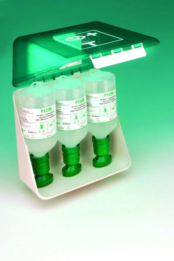 SecuBox Eye Wash – stanice pro výplach očí kombinovaná se zásobníkem OOPP
