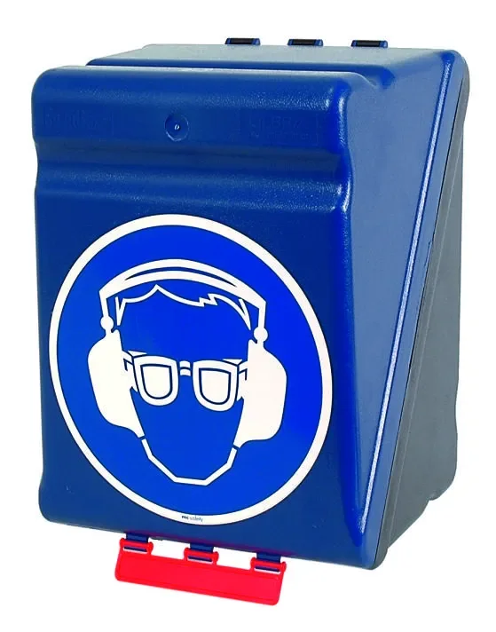 SecuBox Maxi modrý 4310100 – nástěnný zásobník, ochrana zraku a sluchu