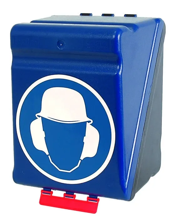 SecuBox Maxi modrý 4312100 – nástěnný zásobník, ochrana hlavy a sluchu