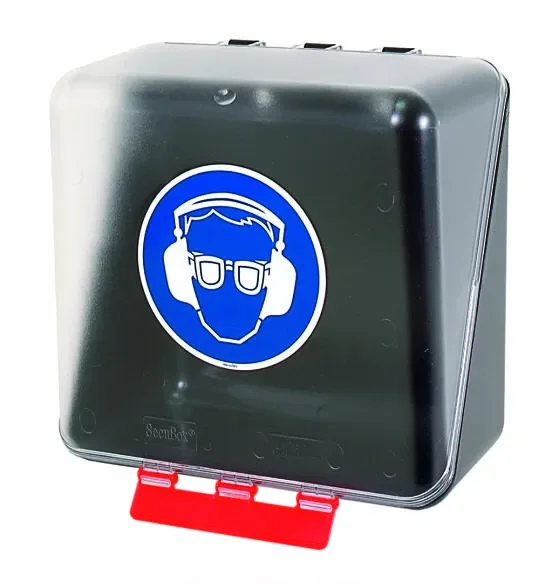 SecuBox Midi transparentní 4209200 – nástěnný zásobník, ochrana zraku a sluchu
