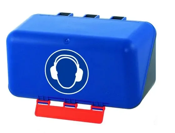 SecuBox Mini modrý 4102100 – nástěnný zásobník s piktogramem ochrana sluchu