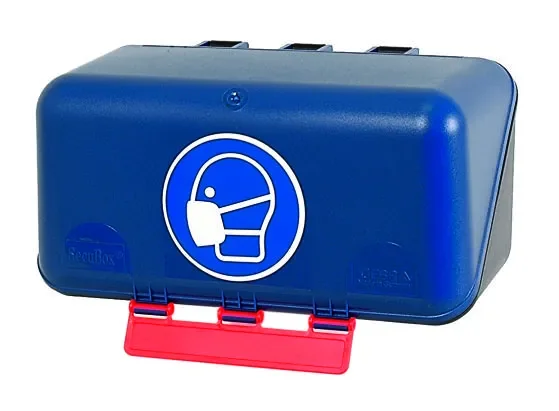 SecuBox Mini modrý 4105100 – nástěnný zásobník s piktogramem ochrana dýchacích cest