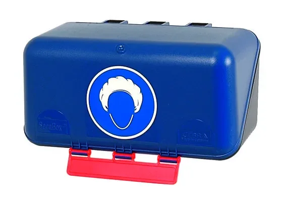 SecuBox Mini modrý 4116100 – nástěnný zásobník s piktogramem ochrana hlavy